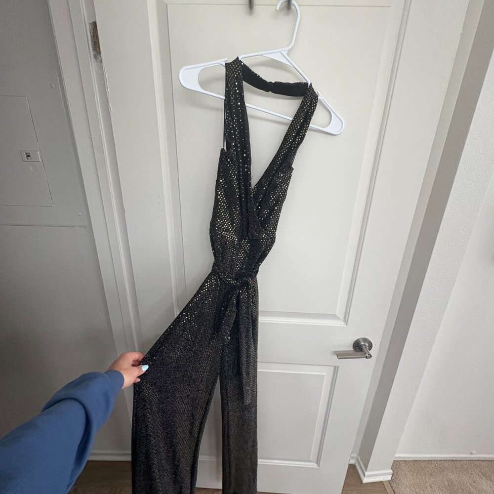 Black Sequin Slink Jumpsuit